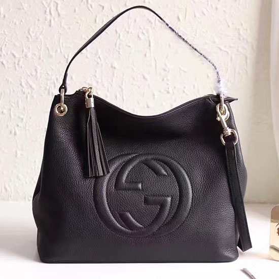 Gucci Soho Leather Hobo Bag Black 408825