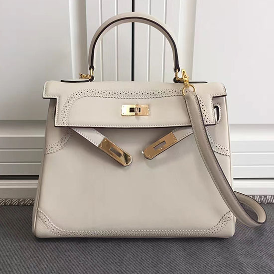Hermes Kelly 28 Tote Bag in Off-white Swift Leather HK1220