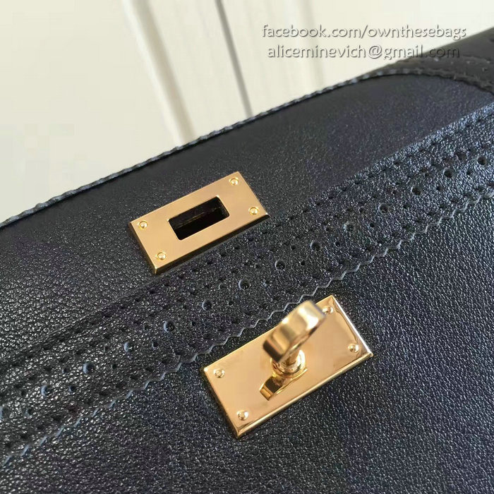 Hermes Kelly Clutch Bag in Black Swift Leather HK1210