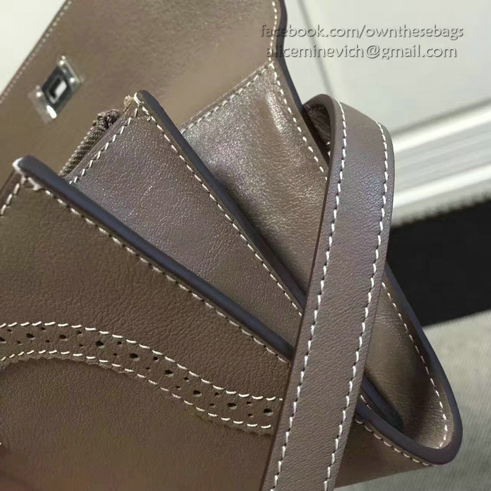 Hermes Kelly Clutch Bag in Grey Swift Leather HK1210