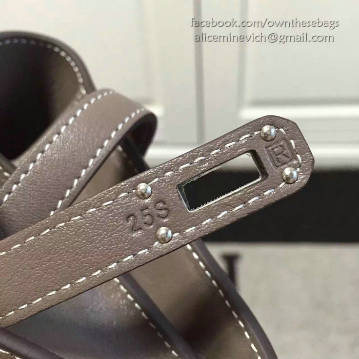 Hermes Kelly Clutch Bag in Grey Swift Leather HK1210