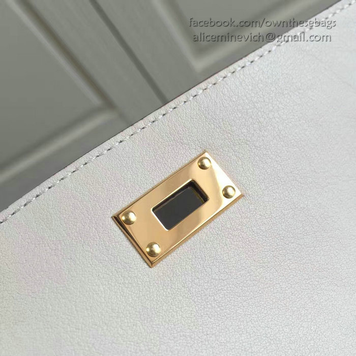 Hermes Kelly Clutch Bag in Off-white Swift Leather HK1210