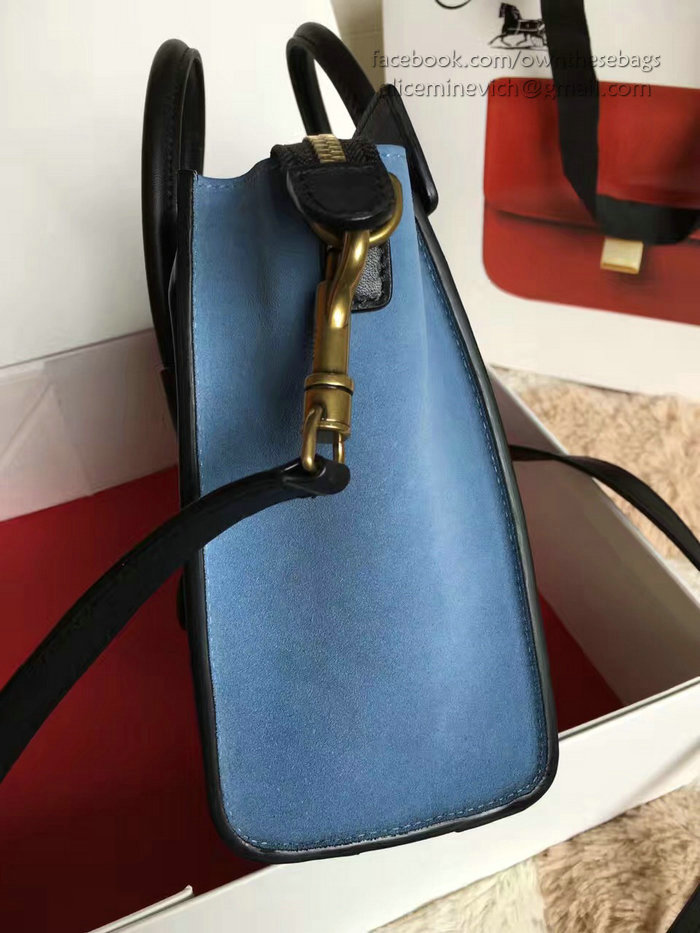 Celine Nano Luggage Beige&Blue Original Leather CL112510