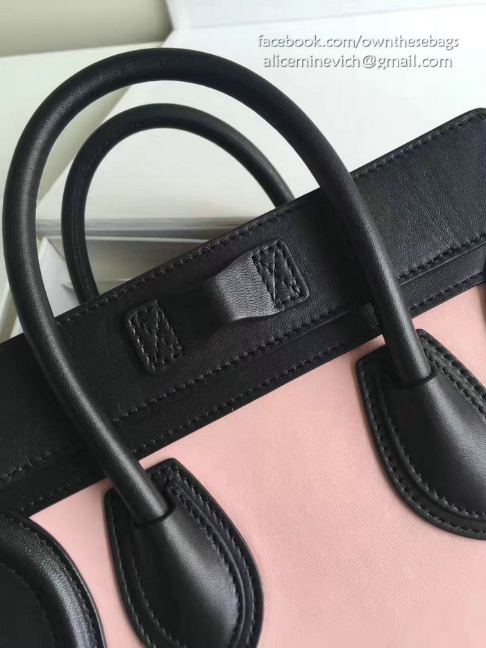 Celine Nano Luggage Pink&Off-white Original Leather CL112510
