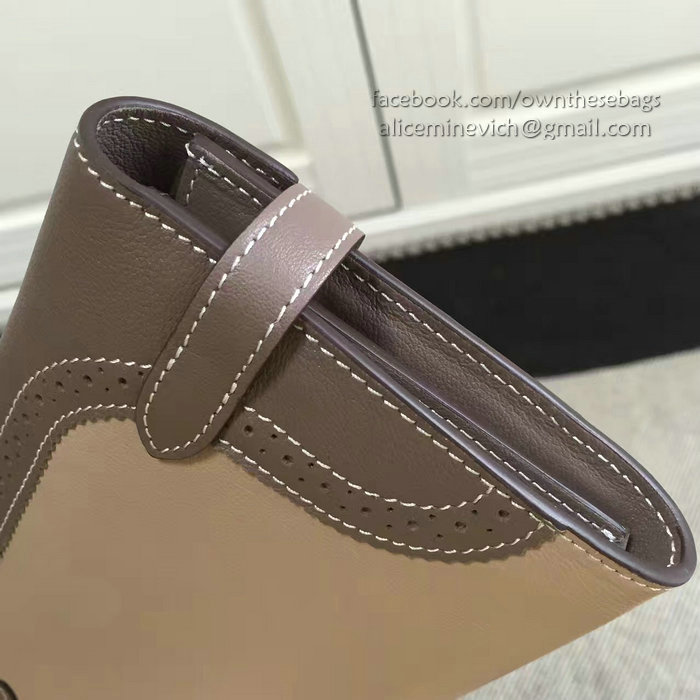 Hermes Kelly Clutch Bag in Swift Leather Light/Dark Grey HK1210