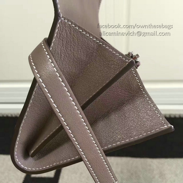 Hermes Kelly Clutch Bag in Swift Leather Light/Dark Grey HK1210