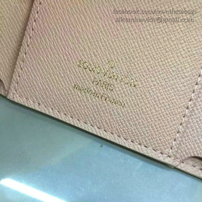 Louis Vuitton Damier Azur Canvas Victorine Wallet Rose Ballerine N41659