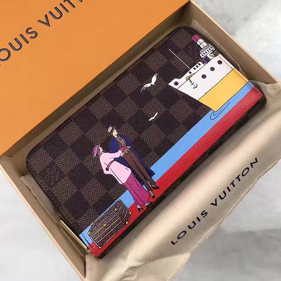 Louis Vuitton Damier Ebene Canvas Zippy Wallet N41665