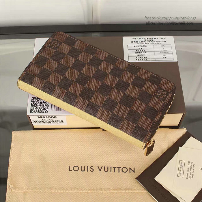 Louis Vuitton Damier Ebene Canvas Zippy Wallet N61360