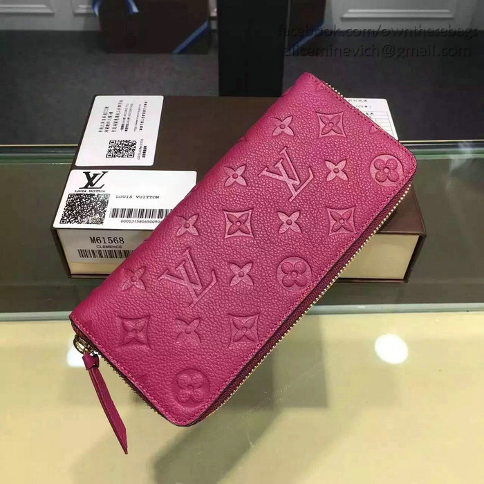 Louis Vuitton Monogram Empreinte Clemence Wallet Fuchsia M60171