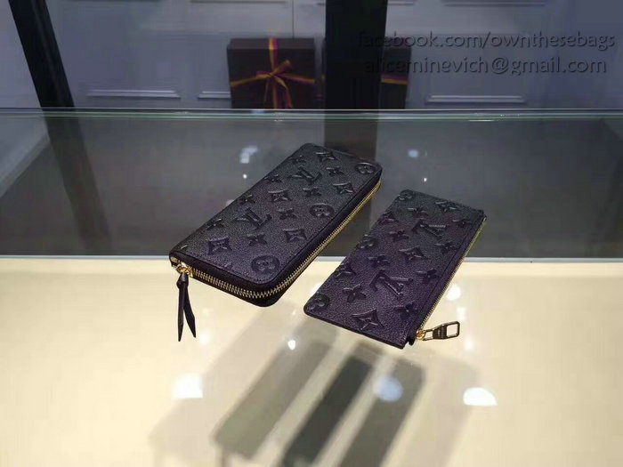 Louis Vuitton Monogram Empreinte Clemence Wallet Noir M60171
