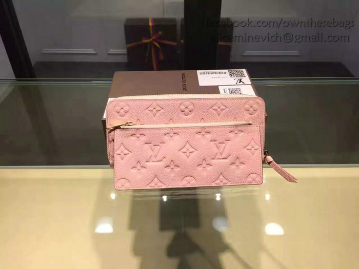 Louis Vuitton Monogram Empreinte Clemence Wallet Rose Ballerine M60171