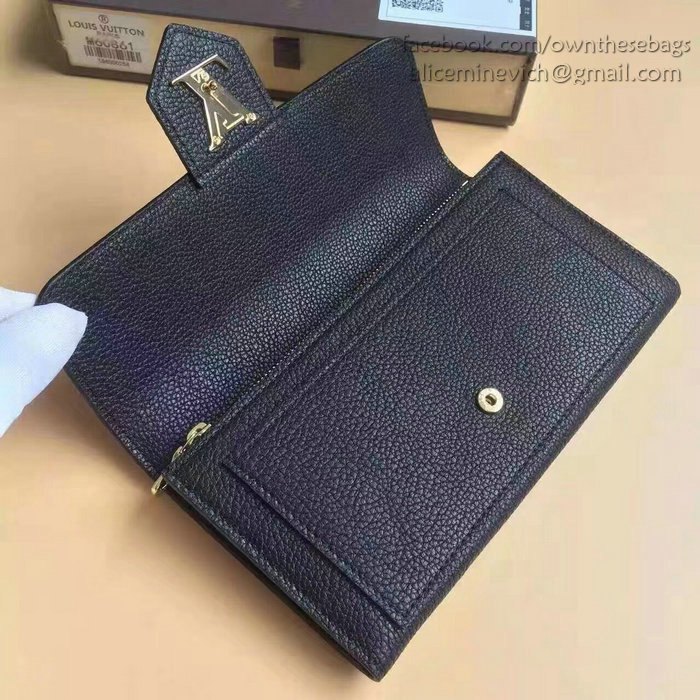 Louis Vuitton Soft Calf Leather Lockme Wallet Noir M60862