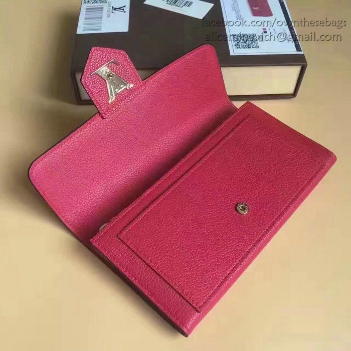 Louis Vuitton Soft Calf Leather Lockme Wallet Red M60862