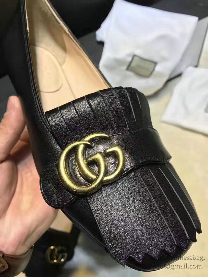 Gucci Calf Leather Ballet Flat Black 453373