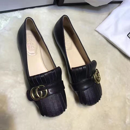 Gucci Calf Leather Ballet Flat Black 453373