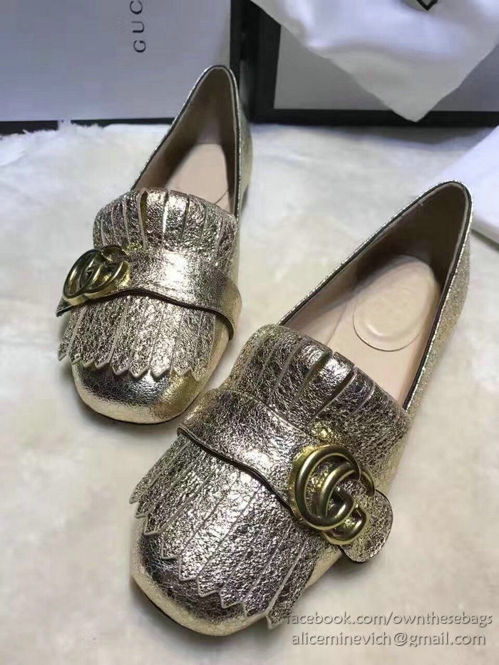 Gucci Metallic Leather Ballet Flat Gold 453373