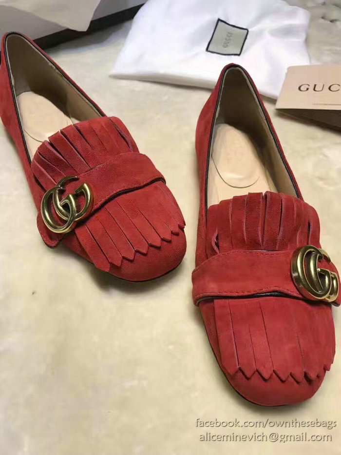 Gucci Suede Ballet Flat Red 453373