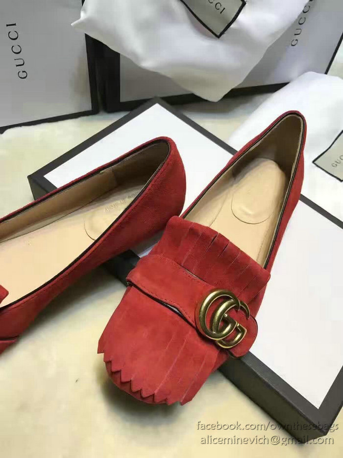 Gucci Suede Ballet Flat Red 453373