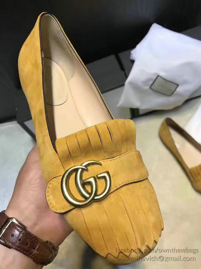 Gucci Suede Ballet Flat Yellow 453373