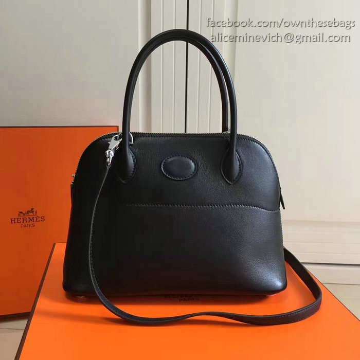 Hermes Bolide 27 Bag in Black Swift Leather HB2701