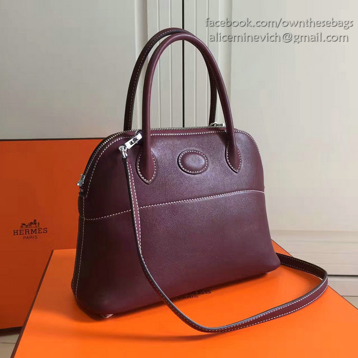 Hermes Bolide 27 Bag in Burgundy Swift Leather HB2701