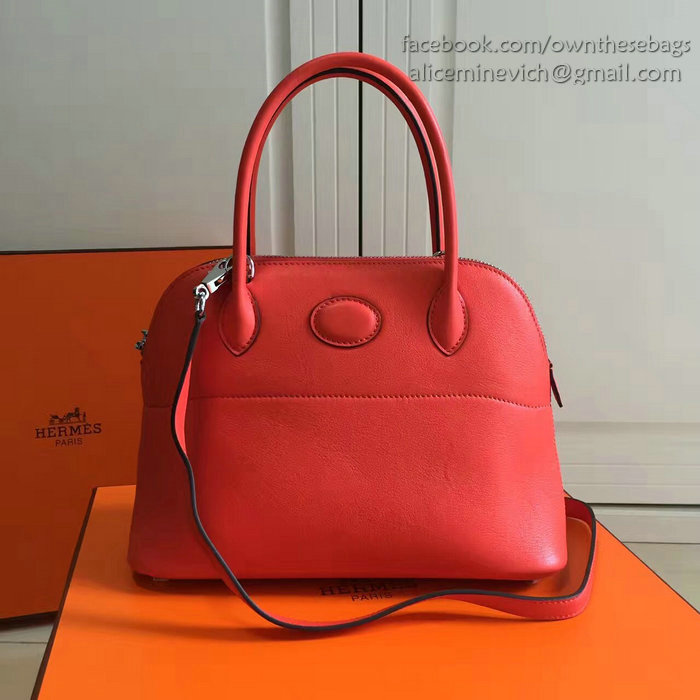Hermes Bolide 27 Bag in Red Swift Leather HB2701
