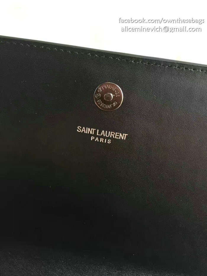 Saint Laurent Cassandre Smooth Calfskin Clutch Bag Black Y230320