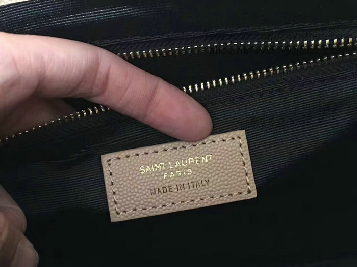 Saint Laurent Monogram Large Grained Chain Shoulder Bag Beige Y230310