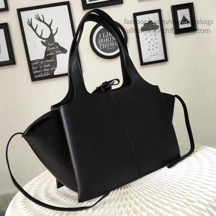 Celine Medium Tri Fold Shoulder bag in Black Calfskin 030401
