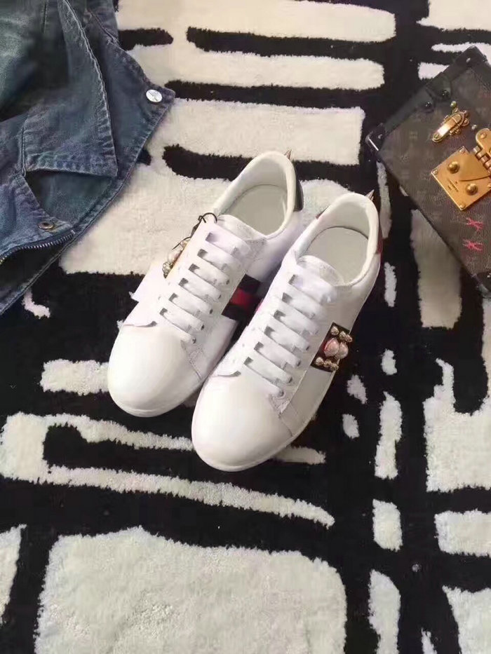 Gucci Ace Studded Leather Low-top Sneaker White 431887