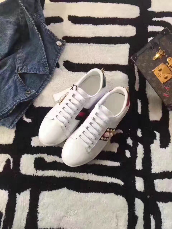 Gucci Ace Studded Leather Low-top Sneaker White 431887
