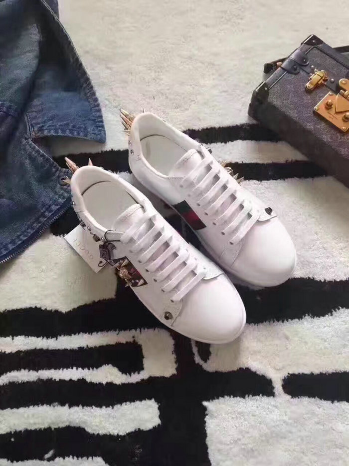 Gucci Ace Studded Leather Low-top Sneaker White 431908