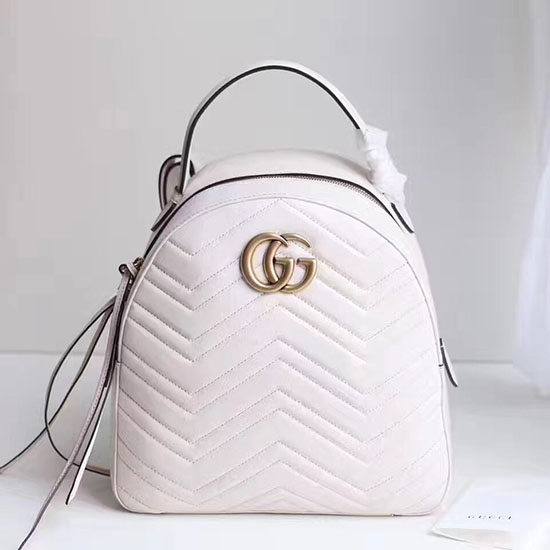 Gucci GG Marmont Quilted Leather Backpack White 476671