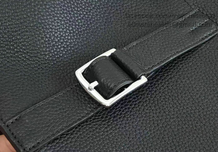 Hermes Halzan 31 Bag in Black Taurillon Clemence Leather H070428
