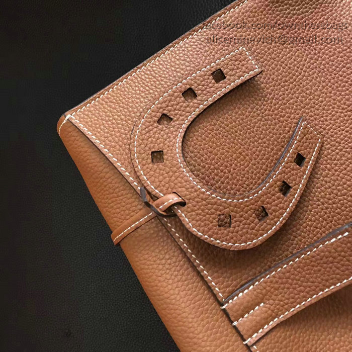 Hermes Halzan 31 Bag in Brown Taurillon Clemence Leather H070428