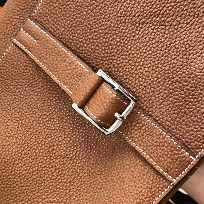 Hermes Halzan 31 Bag in Brown Taurillon Clemence Leather H070428