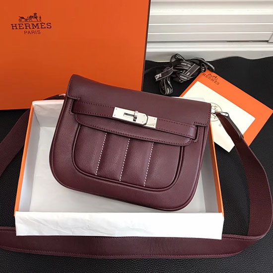 Hermes Berline Bag in Burgundy Swift Leather H90081