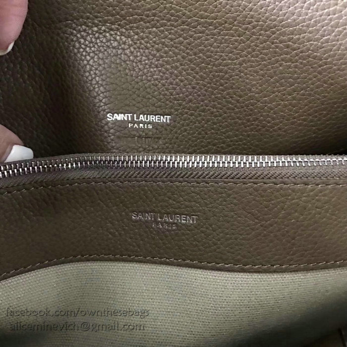 Saint Laurent Sac De Jour Souple Bag in Khaki Grained Leather 464960