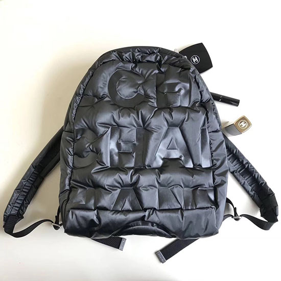 Chanel Embossed Nylon Backpack Black A91934