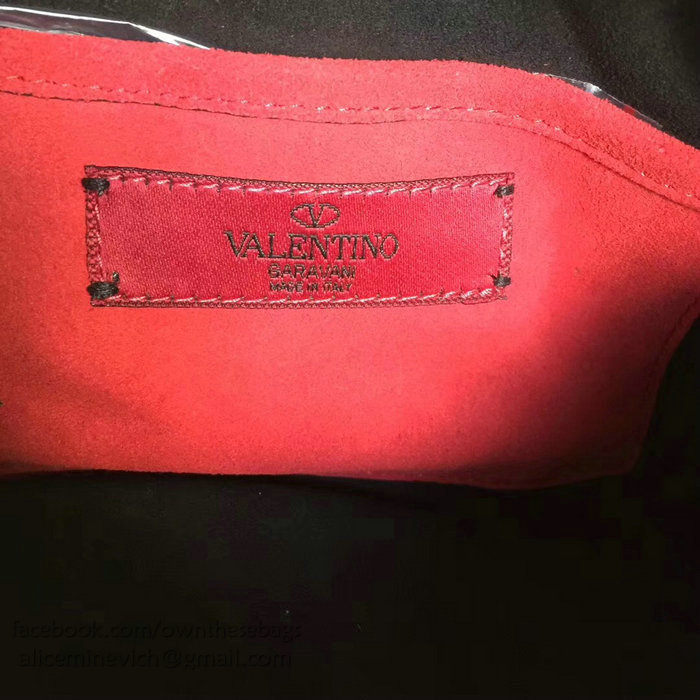 Valentino Calfskin Garavani Rockstud Spike Clutch Bag Black V0177