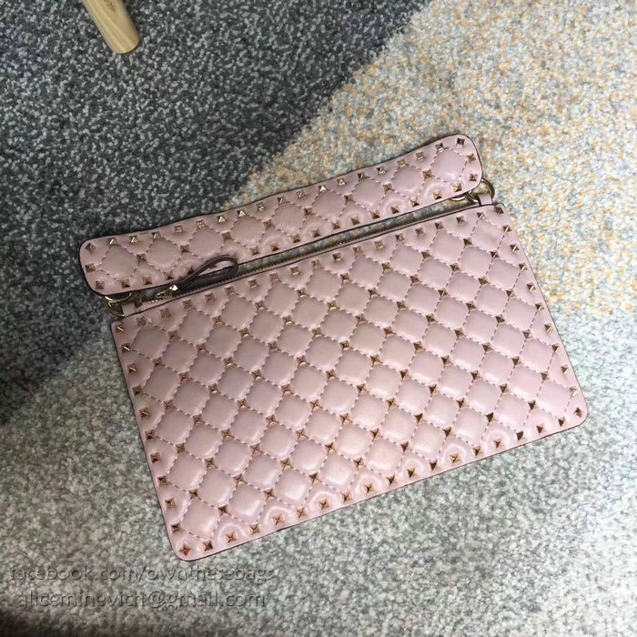 Valentino Garavani Rockstud Spike Clutch Bag Pink V0177