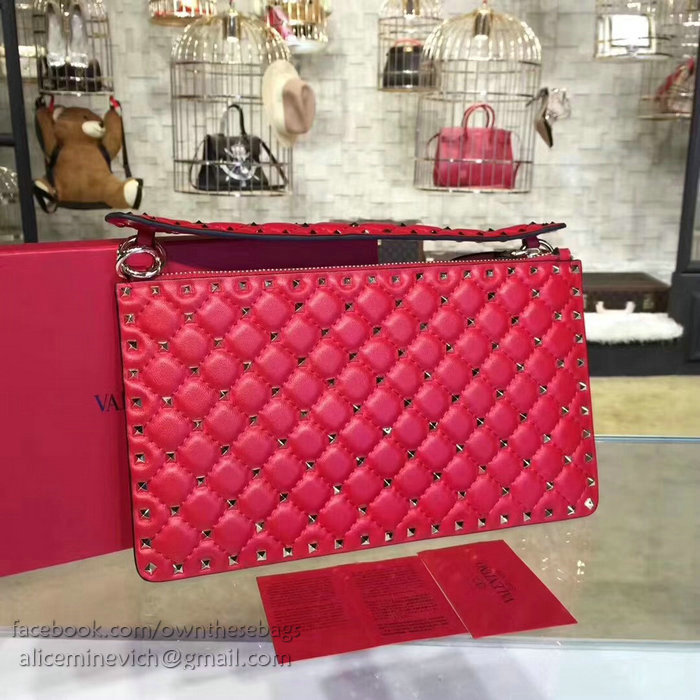 Valentino Garavani Rockstud Spike Clutch Bag Red V0177