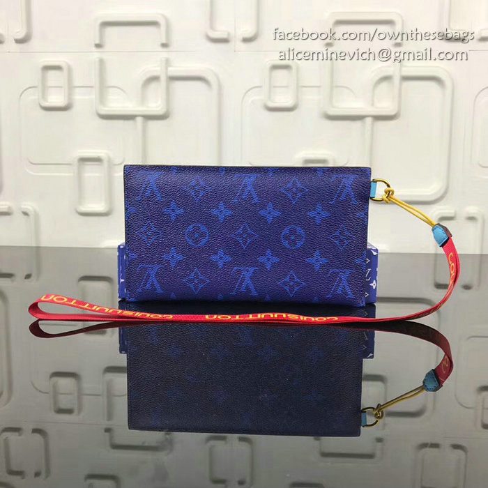 Louis Vuitton Monogram Canvas Ribbon Pouches Blue PM M68003