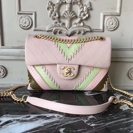 Chanel Calfskin Shoulder Bag Pink A91887