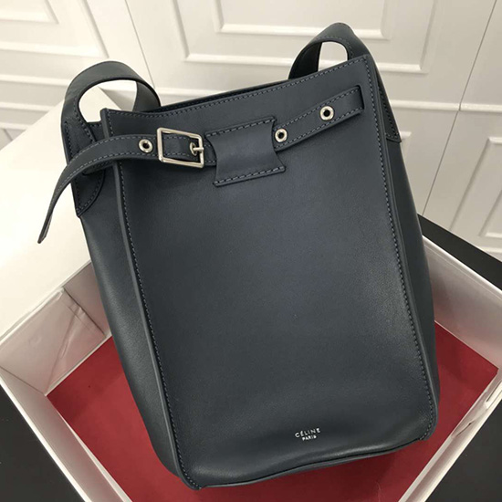 Celine Big Bag Bucket with Long Strap in Smooth Calfskin Dark Blue 183353