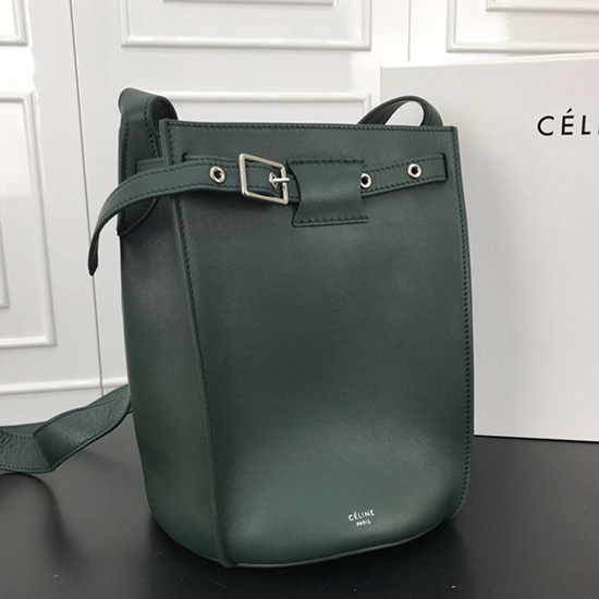 Celine Big Bag Bucket with Long Strap in Smooth Calfskin Green 183353