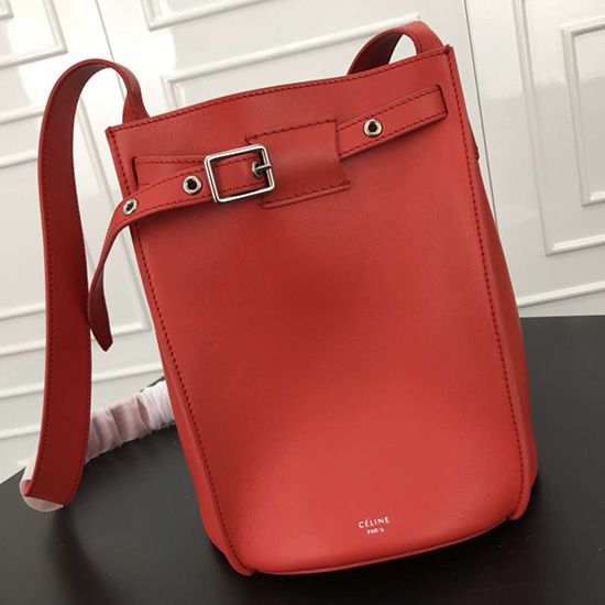 Celine Big Bag Bucket with Long Strap in Smooth Calfskin Red 183353