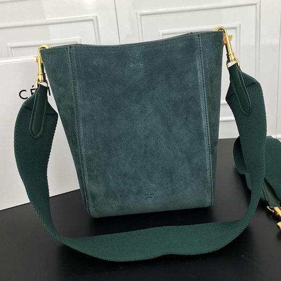Celine Calfskin Sangle Small Bucket Bag Green 178304
