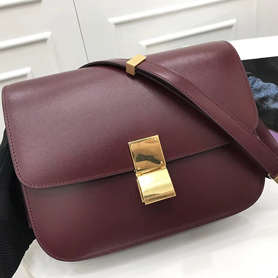 Celine Medium Classic Bag in Box Calfskin Burgundy CL30034